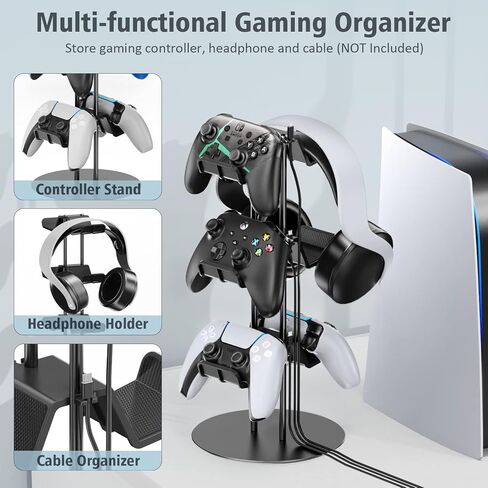 Kytok Controller Stand 4 Tiers with Cable Organizer for Desk, Universal Controller Display Stand Compatible with Xbox PS5 PS4 Nintendo Switch, Headset Holder & Desk Mounts for 8 Packs Controller in Saudi Arabia