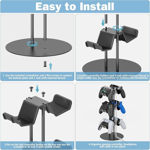 Kytok Controller Stand 4 Tiers with Cable Organizer for Desk, Universal Controller Display Stand Compatible with Xbox PS5 PS4 Nintendo Switch, Headset Holder & Desk Mounts for 8 Packs Controller in Saudi Arabia