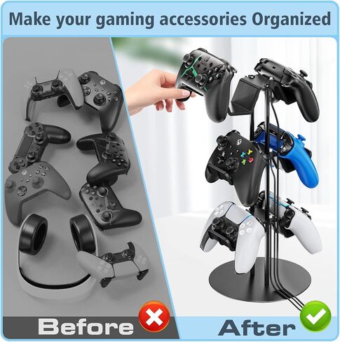 Kytok Controller Stand 4 Tiers with Cable Organizer for Desk, Universal Controller Display Stand Compatible with Xbox PS5 PS4 Nintendo Switch, Headset Holder & Desk Mounts for 8 Packs Controller in Saudi Arabia