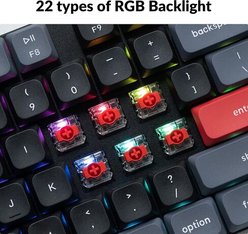 لوحة مفاتيح ميكانيكية مخصصة Keychron K5 Pro QMK/VIA فائقة النحافة تعمل بالبلوتوث/سلك USB ميكانيكية مخصصة، 108 مفتاحًا قابلة للبرمجة ماكرو RGB بإضاءة خلفية PBT، أغطية مفاتيح منخفضة المستوى Gateron Brown Switch لنظام التشغيل Mac Windows Linux in Kuwait
