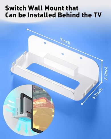 Wall Mount for Nintendo Switch 1 and Switch OLED, Metal Wall Mount Shelf Kit with 5 Game Card Holders and 4 Joy Con Hooks, Safely Store Switch Console Near or Behind TV, Black in Kuwait