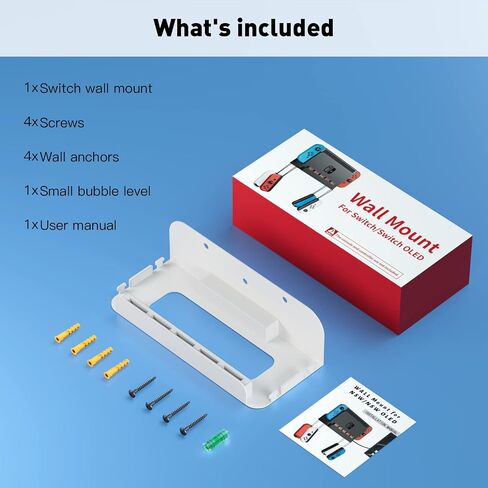 Wall Mount for Nintendo Switch 1 and Switch OLED, Metal Wall Mount Shelf Kit with 5 Game Card Holders and 4 Joy Con Hooks, Safely Store Switch Console Near or Behind TV, Black in Kuwait
