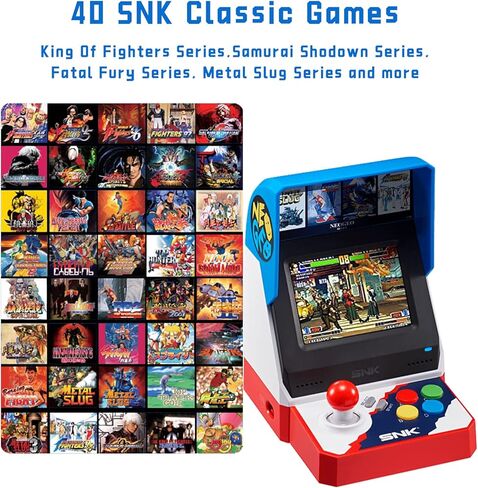 الإصدار الياباني من Neogeo Mini Arcade مع 40 لعبة SNK كلاسيكية محملة مسبقًا، وشاشة LCD مقاس 3.5 بوصة، ومنفذ HDMI ومنفذين للوحة الألعاب in Kuwait