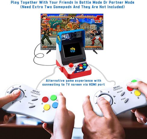 الإصدار الياباني من Neogeo Mini Arcade مع 40 لعبة SNK كلاسيكية محملة مسبقًا، وشاشة LCD مقاس 3.5 بوصة، ومنفذ HDMI ومنفذين للوحة الألعاب in Kuwait
