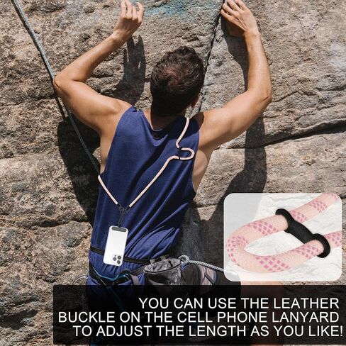 Neepanda Cell Phone Lanyard, Nylon Crossbody Phone Strap, 0.4 Inch Thick Adjustable Neck Lanyard with 3 PCS Phone Patch for All Smartphone (Pink) in Saudi Arabia