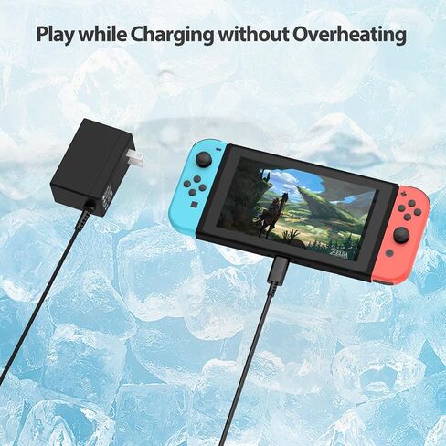 VGAME Switch Charger for Nintendo Switch/Switch OLED/Switch Lite - Fully Charged AC Power Supply Within 2.5H with 5FT USB C Cable, Compatible Android Phone and Switch Dock (Black) in Saudi Arabia