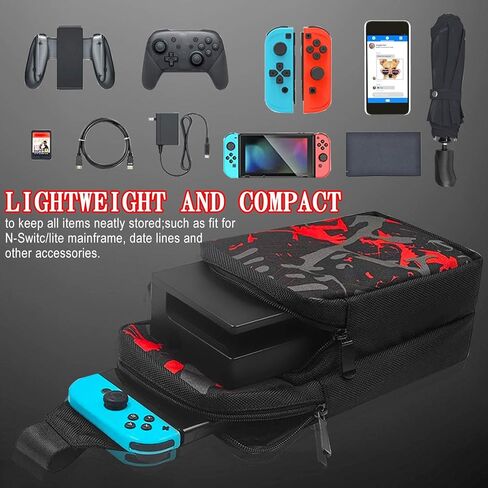 حقيبة حمل محمولة للسفر من INFURIDER لجهاز Nintendo Switch، حقيبة كتف بتصميم أنيق على شكل أوراق شجر حقيبة ظهر للتخزين على الظهر لجهاز Switch/Switch Lite، وحقيبة حامل الألعاب والهاتف الخلوي in Kuwait