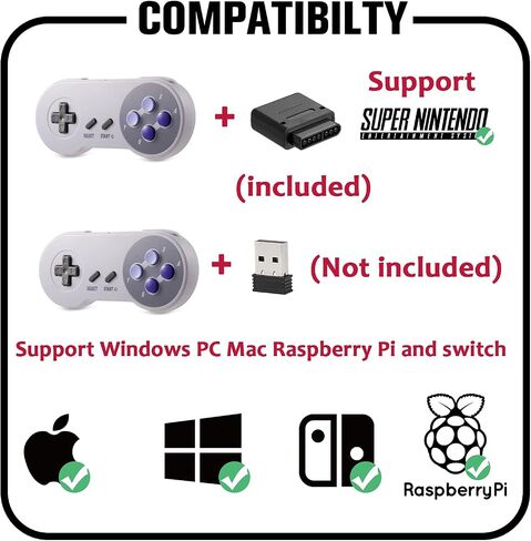 وحدة تحكم لاسلكية 2.4GHz لوحدة تحكم SNES الاصلية، وحدة تحكم لاسلكية قابلة لاعادة الشحن من كيويتاتا لنظام SNES سوبر انترتينمنت - موصل 7 دبابيس in Kuwait