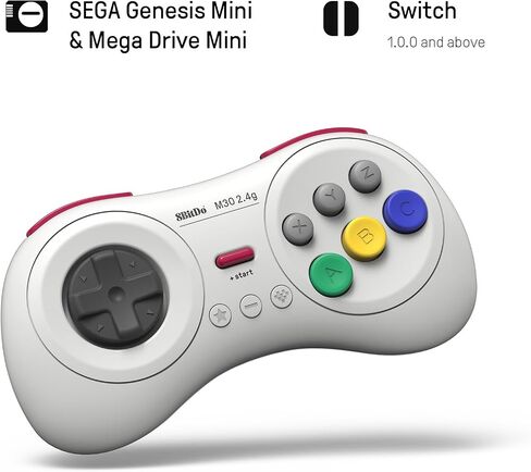 8Bitdo M30 2.4G Wireless Gamepad for Sega Genesis Mini and Mega Drive Mini and Switch with 6-Button Layout (Black) in Saudi Arabia