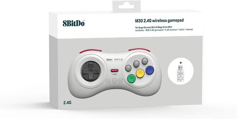 8Bitdo M30 2.4G Wireless Gamepad for Sega Genesis Mini and Mega Drive Mini and Switch with 6-Button Layout (Black) in Saudi Arabia