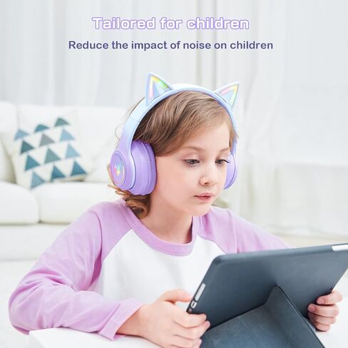 Bluetooth RGB Cat Ear Headphones, Foldable/Built-in Mic, A Pink | Wireless/wired, clear Hi-Fi sound, breathing lights, for kids/adults/girls/school/gaming, works with phone/laptop/PC/tablet in Saudi Arabia