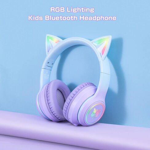 Bluetooth RGB Cat Ear Headphones, Foldable/Built-in Mic, A Pink | Wireless/wired, clear Hi-Fi sound, breathing lights, for kids/adults/girls/school/gaming, works with phone/laptop/PC/tablet in Saudi Arabia