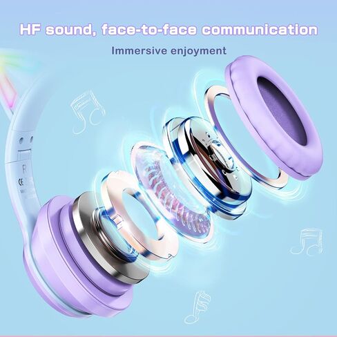 Bluetooth RGB Cat Ear Headphones, Foldable/Built-in Mic, A Pink | Wireless/wired, clear Hi-Fi sound, breathing lights, for kids/adults/girls/school/gaming, works with phone/laptop/PC/tablet in Saudi Arabia