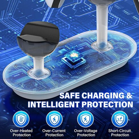 محطة شاحن وحدة التحكم لجهاز PS5، شاحن وحدة تحكم مزدوج سريع لجهاز PS5 مع مؤشر LED، قاعدة شحن لجهاز PS5 مع سلك شحن سريع، حامل محطة شحن لجهاز تحكم Playstation 5 Dualsense in Kuwait