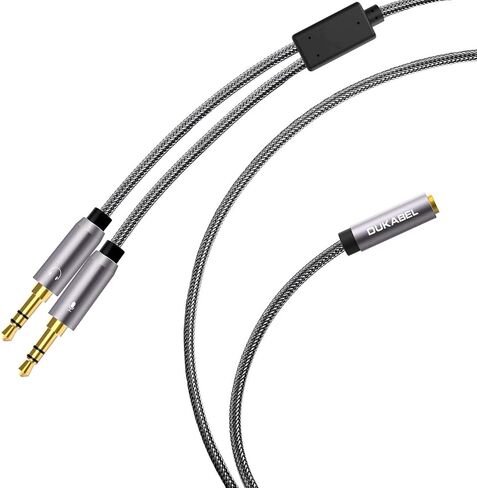 Gold-Plated & Strong Braided Y Splitter Audio Cable - Separate Microphone & Headphone Port Gaming Headset Earphone Adapter - TopSeries (12inch / 30cm) | 24K Gold-Plated, Double Shielding, Connect a TRRS Headset or Mic to Computers with 2 separate micropho in Saudi Arabia