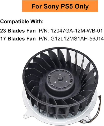 New Replacement PS5 CPU Cooling Fan, Internal Cooler Fan Replacement for Sony PlayStation 5 PS5 CFI-1015A CFI-1115A CFI-1118A CFI-1215A Series 12V 2.15A 23 Blades Fan 17 Blades in Saudi Arabia