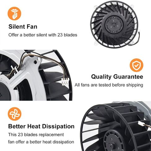 New Replacement PS5 CPU Cooling Fan, Internal Cooler Fan Replacement for Sony PlayStation 5 PS5 CFI-1015A CFI-1115A CFI-1118A CFI-1215A Series 12V 2.15A 23 Blades Fan 17 Blades in Saudi Arabia