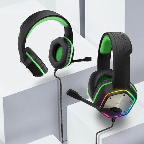 EKSA E1000 USB PC Gaming Headset with Mic, 7.1 Surround Sound | Computer Headphones with Microphone Noise Cancelling, RGB Light, Wired Headphones for PS4, PS5 Console, Laptop, Call Center in Saudi Arabia