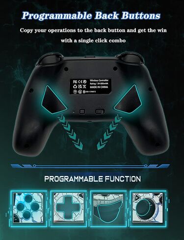 وحدة تحكم لاسلكية TEDBOX لجهاز PS4، لوحة ألعاب لاسلكية عن بعد بتصميم متشقق فريد / 8 ألوان LED قابلة للتعديل / أزرار خلفية قابلة للبرمجة / Super Turbo / اهتزاز مزدوج، متوافقة على نطاق واسع مع PS4 / PC / iOS in Kuwait