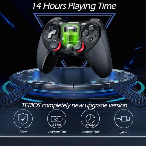 وحدة تحكم لاسلكية TERIOS لأجهزة PS4/PS4 Pro/PS4 Slim، (بدون انجراف) وحدة تحكم ألعاب احترافية مع عصا تحكم بتأثير القاعة/مكبر صوت مدمج/قابلة للبرمجة/وظيفة توربو/اهتزاز مزدوج محسّن (إصدار ترقية) in Saudi Arabia