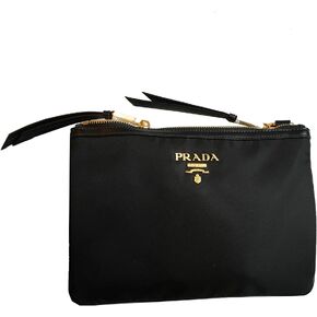 Prada Bandoliera Tessuto Nylon Soft Calf Trim Black Crossbody Bag 1BH046 in Saudi Arabia