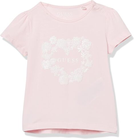GUESS Baby Girls Glitter Puff Print Logo Organic Stretch Jersey T-Shirt in Saudi Arabia