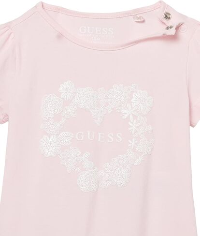GUESS Baby Girls Glitter Puff Print Logo Organic Stretch Jersey T-Shirt in Saudi Arabia