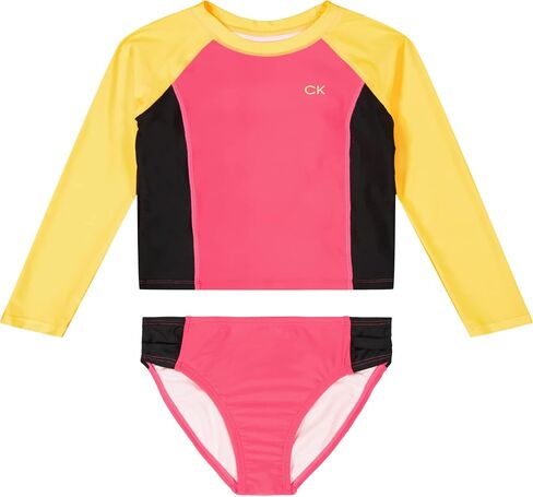 Calvin Klein Girls' Two-Piece Rashguard Swimsuit Set with UPF 50+ Sun Protection in Saudi Arabia