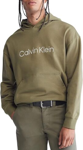 Calvin Klein Men's Relaxed Fit Logo French Terry Hoodie in Saudi Arabia