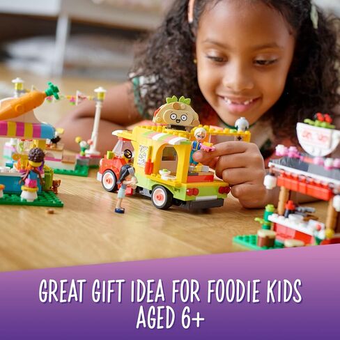 LEGO Friends Street Food Market 41701; New Food-Play Building Kit Promotes Imaginative Play; includes Emma and Kitten Toy; Birthday Gift for Kids Aged 6+ (592 Pieces) in Saudi Arabia