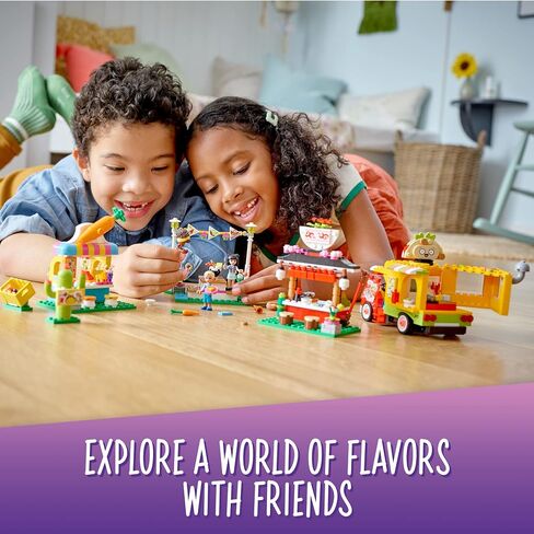 LEGO Friends Street Food Market 41701; New Food-Play Building Kit Promotes Imaginative Play; includes Emma and Kitten Toy; Birthday Gift for Kids Aged 6+ (592 Pieces) in Saudi Arabia