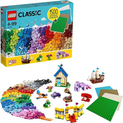 LEGO 11717 Classic Bricks Bricks Plates, Large Creative Building Toy for Kids, Gift for Boys and Girls Age 4 Plus with Wheels, Windows & 4 Baseplates in Saudi Arabia