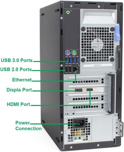 Dell OptiPlex 7040 Tower Computer Desktop PC, Intel Core i5-6500 3.20GHz Processor, | 16GB Ram, 128GB SSD + 500GB HDD | HDMI, AMD Radeon RX-550 4GB Graphics, Wireless WiFi, Windows 10 (Renewed) in Saudi Arabia