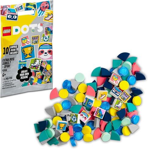 LEGO DOTS Extra DOTS Series 7 – Sport 41958 DIY Decoration Building Toy Set for Girls, Boys, and Kids Ages 6+; Accessories Kit to Customize Crafts (115 Pieces) in Kuwait