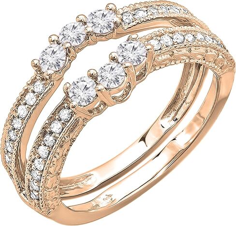 مجموعة Dazzlingrock 0.60 قيراط (ctw) خاتم زفاف معزز بحماية مزدوجة من الألماس الأزرق والأبيض المستدير للنساء (0.60 قيراط، اللون I-J، الوضوح I1-I3) باللون الذهبي in Kuwait