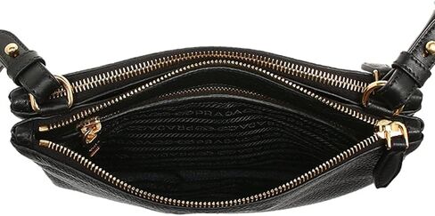 Prada Bandoliera Tessuto Nylon Soft Calf Trim Black Crossbody Bag 1BH046 in Saudi Arabia