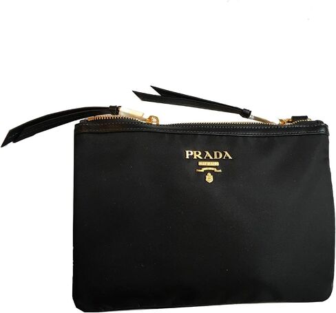 Prada Bandoliera Tessuto Nylon Soft Calf Trim Black Crossbody Bag 1BH046 in Saudi Arabia