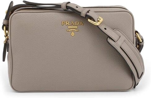 Prada Women's Gray Vitello Phenix Leather Crossbody 1BH079 in Saudi Arabia