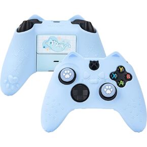 GeekShare Cat Paw Controller Skin Grips Set غطاء حماية من السيليكون مضاد للانزلاق متوافق مع وحدة تحكم Xbox Series X مع 2 غطاء قبضة إبهام وملصق واحد (وردي)