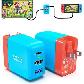 Switch Dock Charger for Nintendo Switch, Mirabox 30W Portable TV Docking Station for Nintendo Switch with 4K@60Hz HDMI/USB2.0/PD USB-C Fast Charging Ports, Full-Featured USB-C to USB-C Cable included