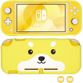 DLseego Grip Case Controller for Switch Lite Console 2019, Durable Anti-Slip Shock-Absorption Protective Soft Case with 2 PCS Comfortable Cute Cat Thumb Grips Caps-Gary Smile Cat
