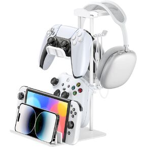 KDD Headphone Stand, Controller Holder & Headset Holder for Desk, Earphone Stand with Aluminum Supporting Bar, Universal Storage Organizer Headphones/Controller/Switch/Mobile Phone in Saudi Arabia