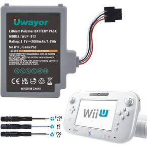بطارية Uwayor Wii U Gamepad، بطارية قابلة للشحن 2000 مللي أمبير في الساعة لبطارية Nintendo Wii U Gamepad WUP-012 مع مفك براغي in Kuwait