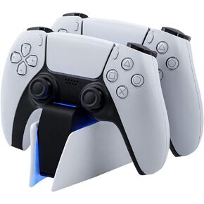 شاحن مزدوج Mcbazel لجهاز PS5، شاحن وحدة التحكم، محطة شحن سريعة، محول شحن USB من النوع C مع مؤشر LED لوحدة تحكم Playstation 5 DualSense