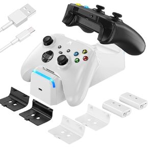 KEKUCULL Dual Dock Charging Station Compatible with Xbox Series X/S, Xbox One/One X/One S Controllers, Efficient Xbox Controller Charger with 2 * 1100mah Rechargeable Controller Battery Packs(Black) in Saudi Arabia