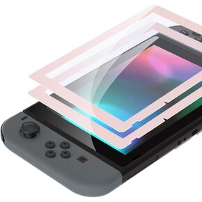 eXtremeRate 2 Pack Cherry Blossoms Pink Border Transparent HD Clear Saver Protector Film, Tempered Glass Screen Protector for Nintendo Switch [Anti-Fingerprint, Shatterproof, Bubble-Free] in Saudi Arabia