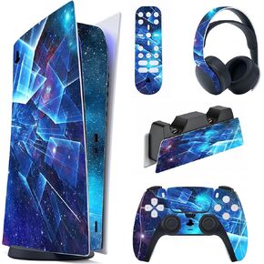 مجموعة كاملة من ملصقات الجلد من PlayVital Abyss Knight للإصدار الرقمي لوحدة التحكم ps5، غطاء لاصق من الفينيل لوحدة التحكم ps5 ومحطة الشحن وسماعات الرأس وجهاز التحكم عن بعد للوسائط in Kuwait