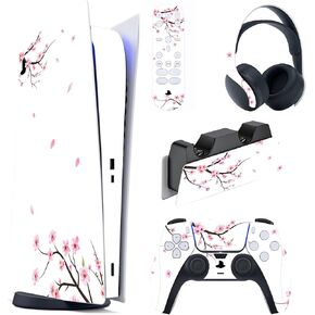 PlayVital Cherry Blossoms Petals Full Set Skin Decal for ps5 Console Digital Edition, Sticker Vinyl Decal Cover for ps5 Controller & Charging Station & Headset & Media Remote in Saudi Arabia