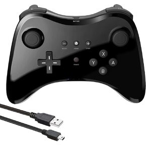 Cenxaki Wireless Pro Controller for Nintendo Wii U Pro Console,Wireless Dual Analog Bluetooth Wii U Controller Gamepad with Classic Style - Black PC in Kuwait
