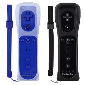 Wii Remote Controller (2 Pack) with Motion Plus Compatible with Wii and Wii U Console Wii Remote Controller with Shock Function (Black+Dark Blue) in Saudi Arabia